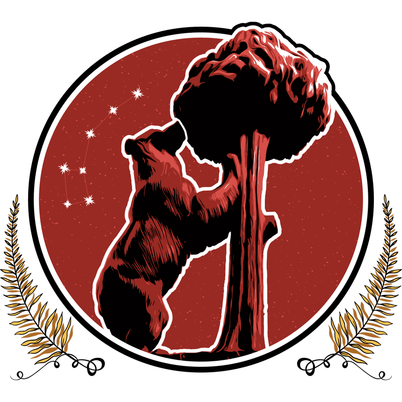 Tasca Madrid seal: a bear reaching into a madroño tree under seven stars